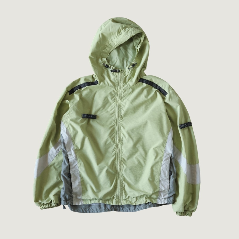 Columbia Windbreaker Jacket Green Hooded Mesh Lined Medium 90s Retro Gorpcore